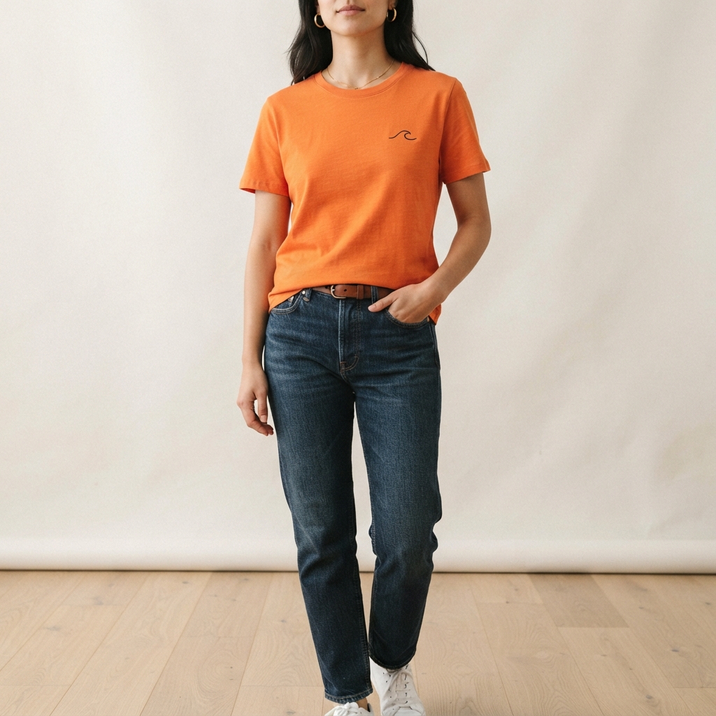 Ocean Wave Tee in Sunset Orange